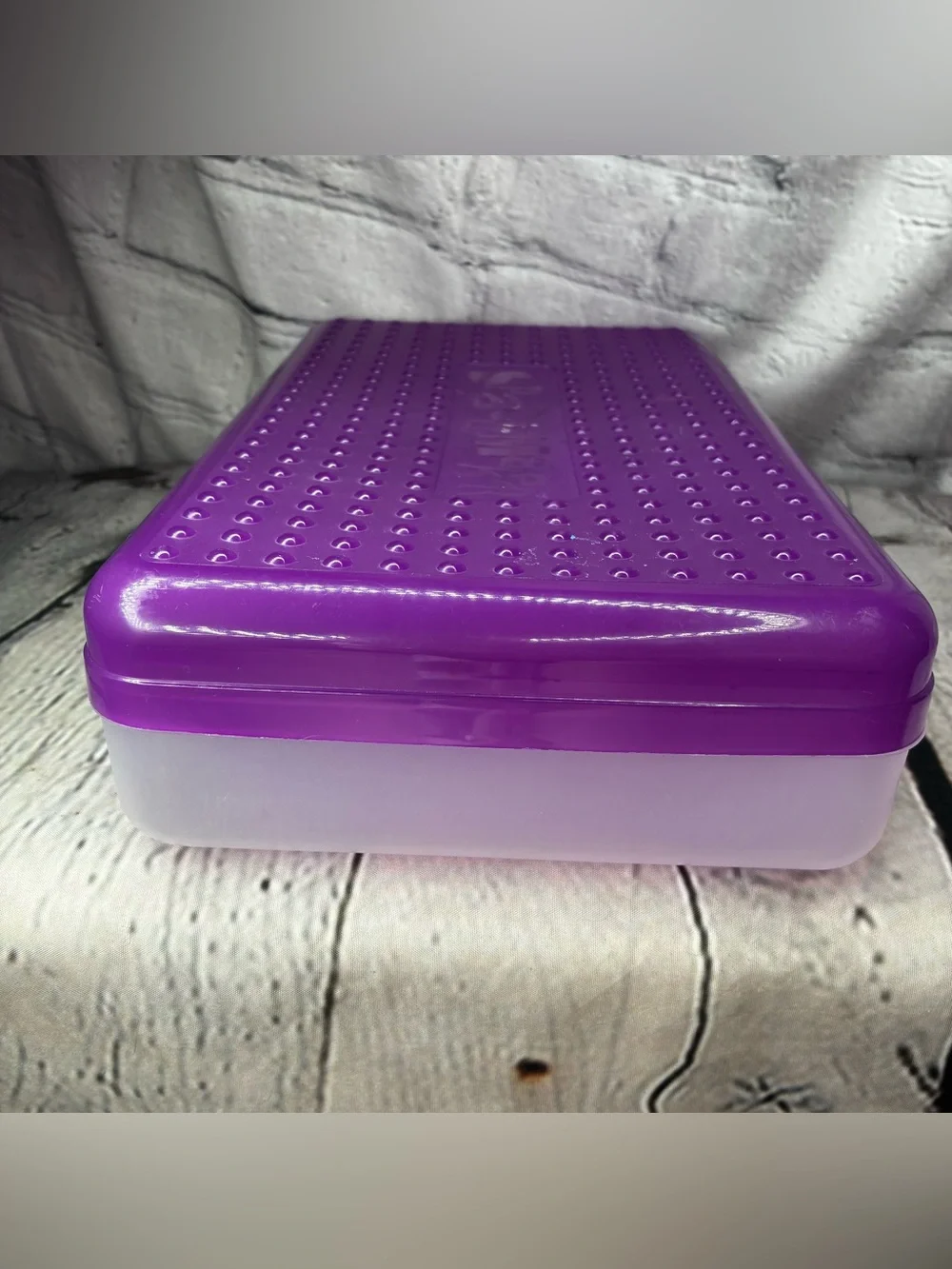 Vtg 90s Nostalgia Kidcore Spacemaker Pencil Box Case Purple Clear 11x7 AS IS